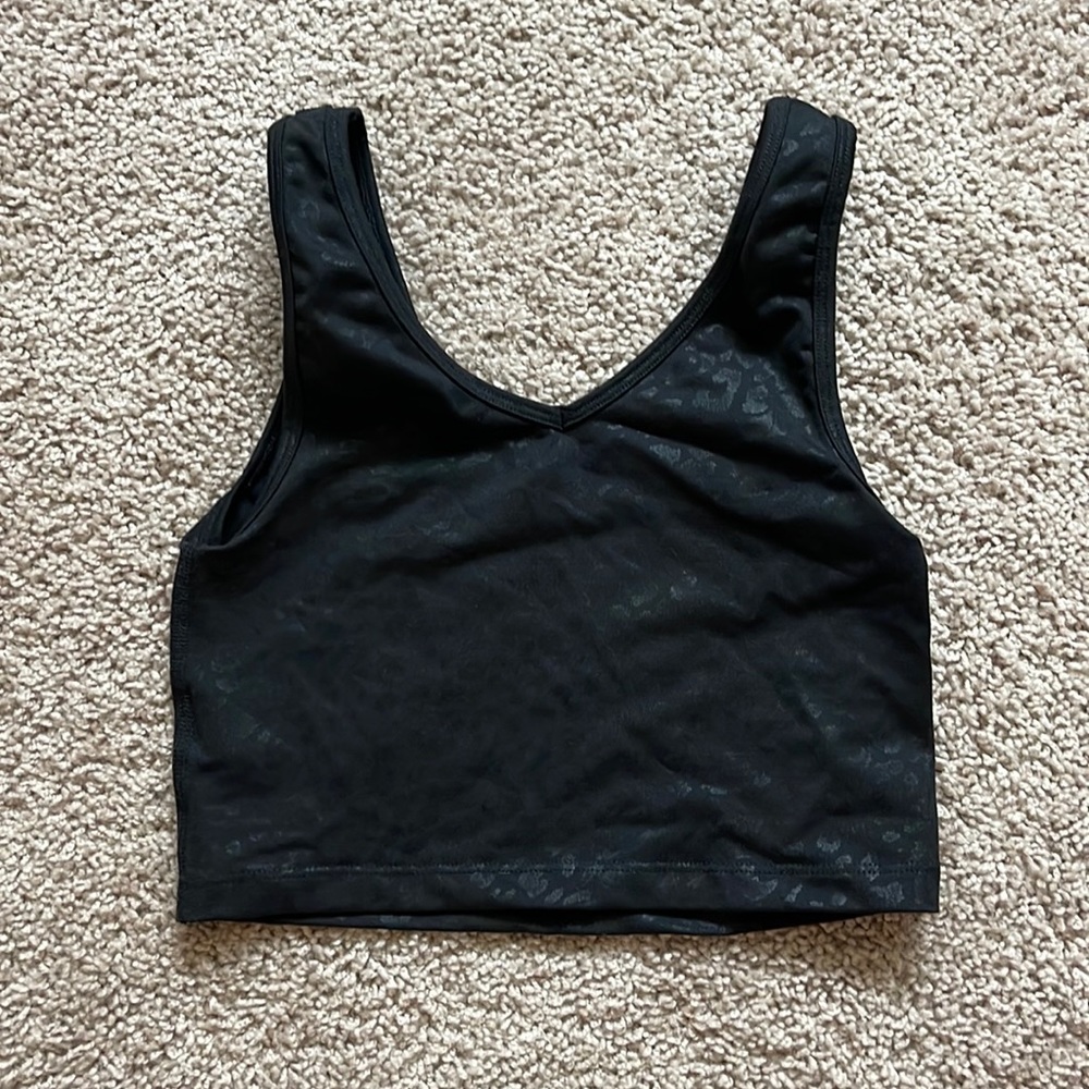Black Leopard Beyond Yoga Cropped Tank